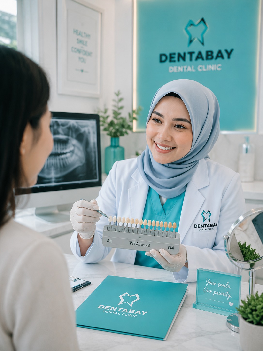 Whitening consultation with shade discussion